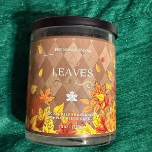 Bath & Body Works Leaves Candle - Brown and Orange